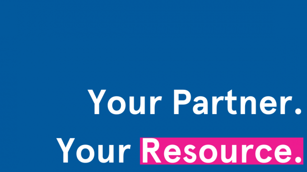 solid dark blue background with white letters saying "Your Partner. Your Resource."